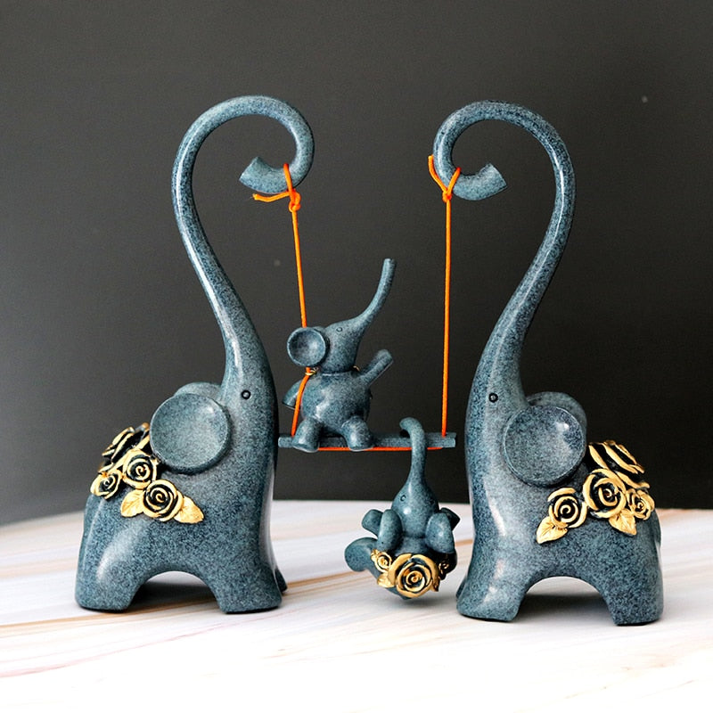 Abstract Elephant Family Figurines