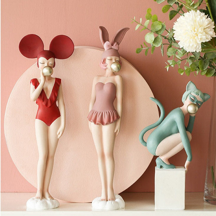 Trendy Resin Girl Decor Figurines