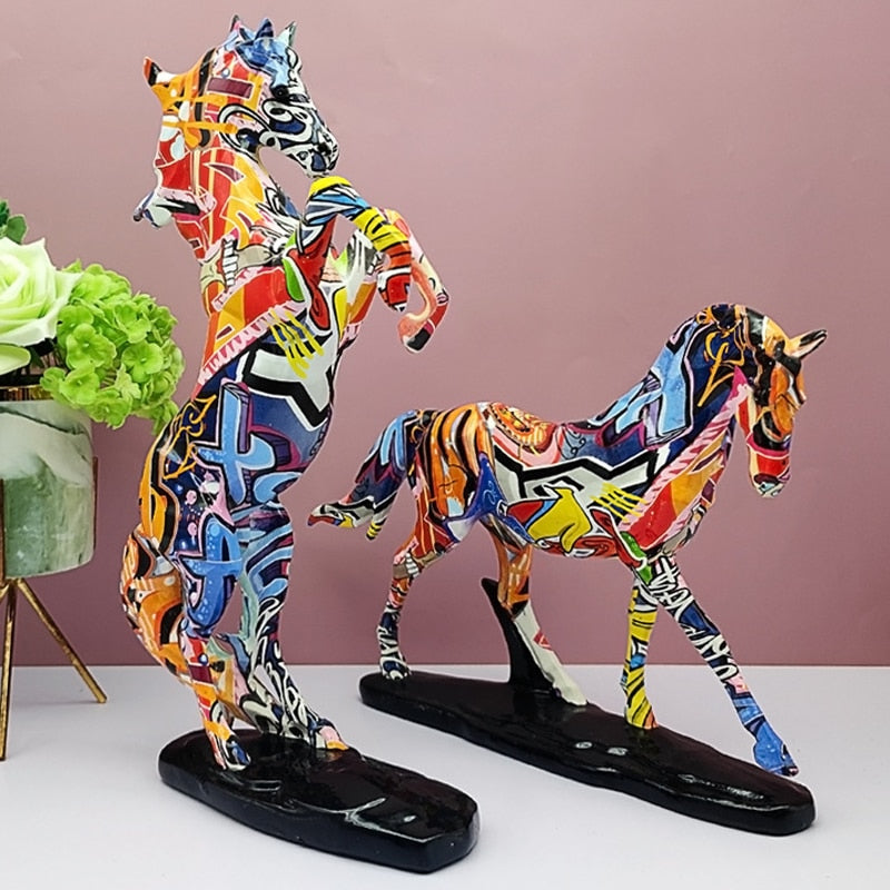 Abstract Graffiti Horse Figurine