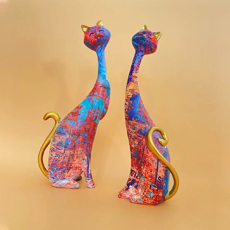 Long Neck Cats Decoration Figurines
