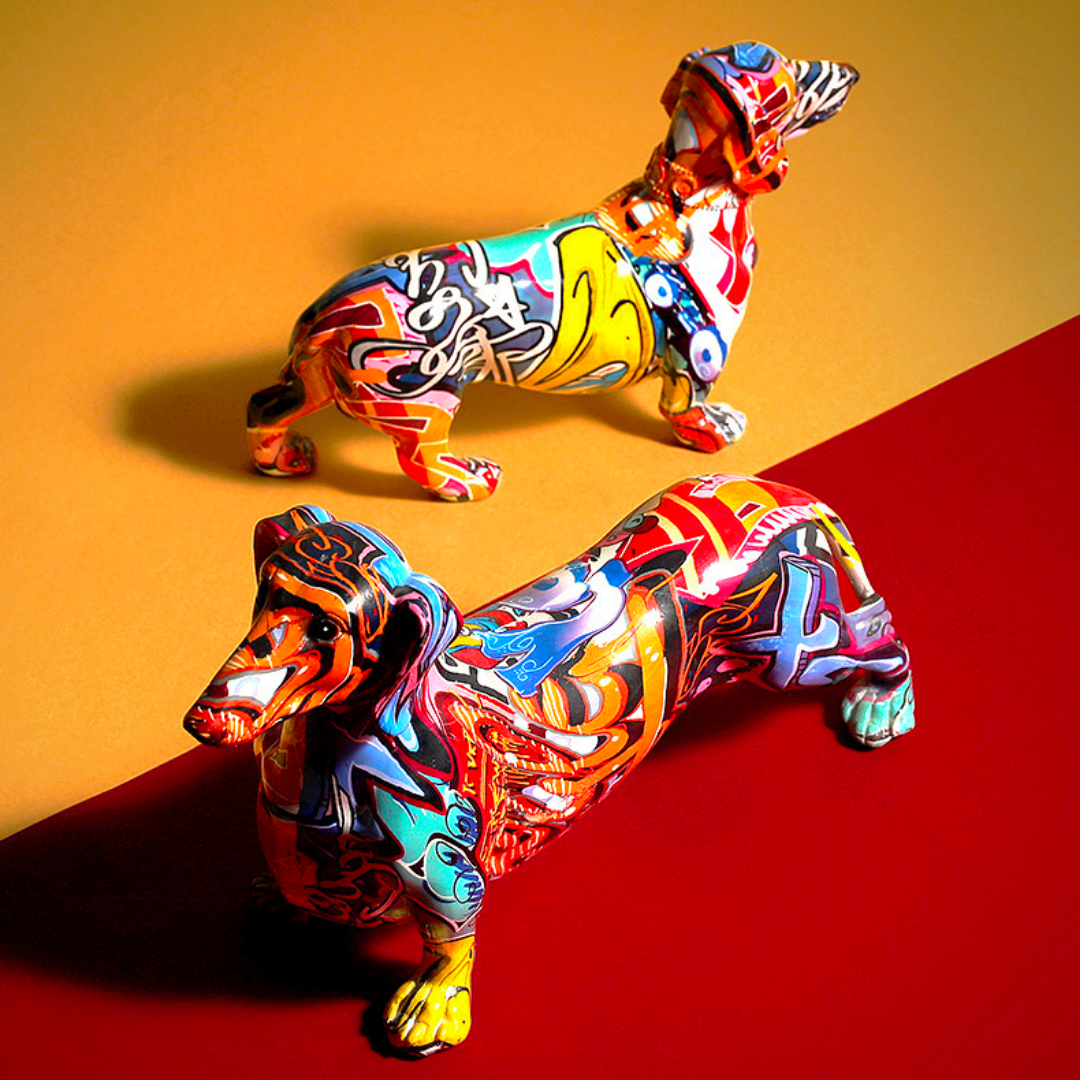 Colorful Dachshund Dog Figurine