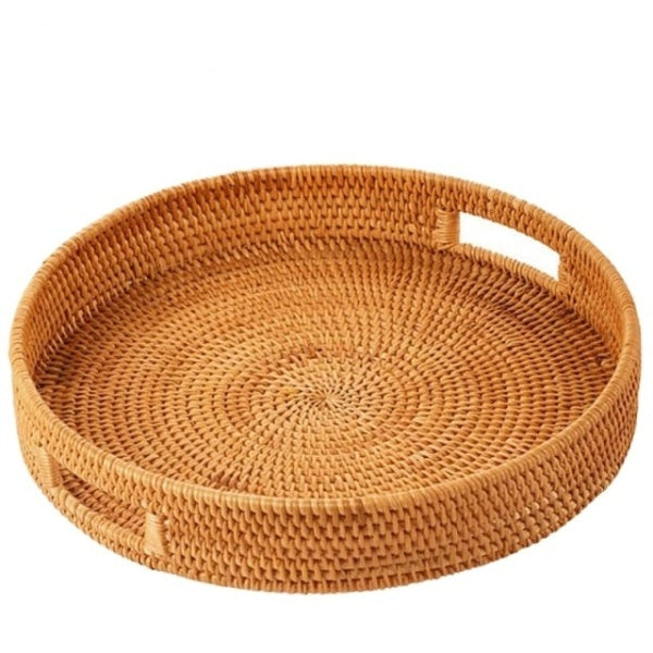 Hand-Woven Round Rattan Basket
