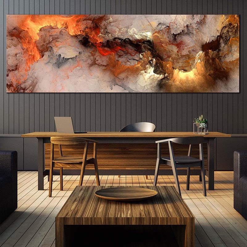 Orange Accent Abstract Canvas Art