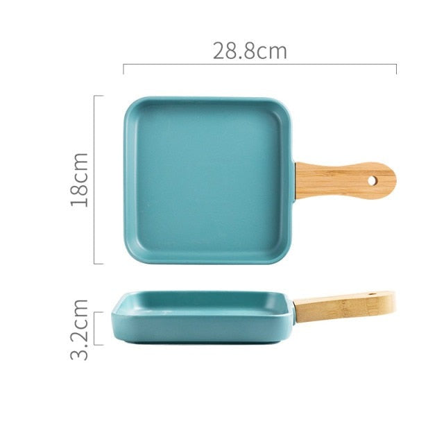 Serving Plate With Wooden Handle