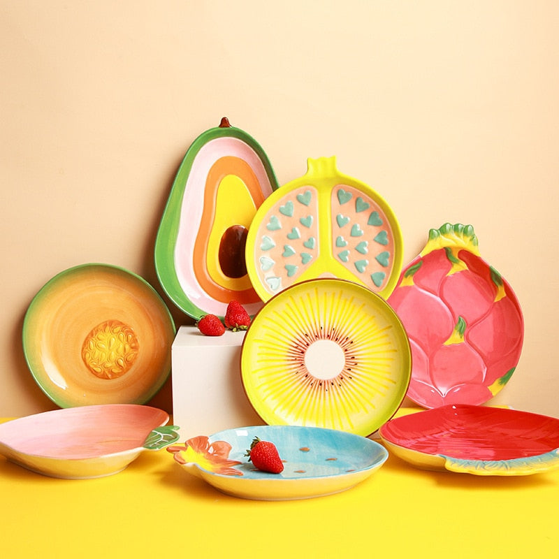 dinner plates with fruit design